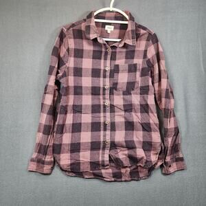 BKE Mens Shirt Medium Purple Flannel Long Sleeve Button Up Buffalo Check Plaid